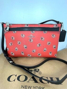 Coach East West Pop Up Crossbody Bag Rose Print F56680 Authentic EUC